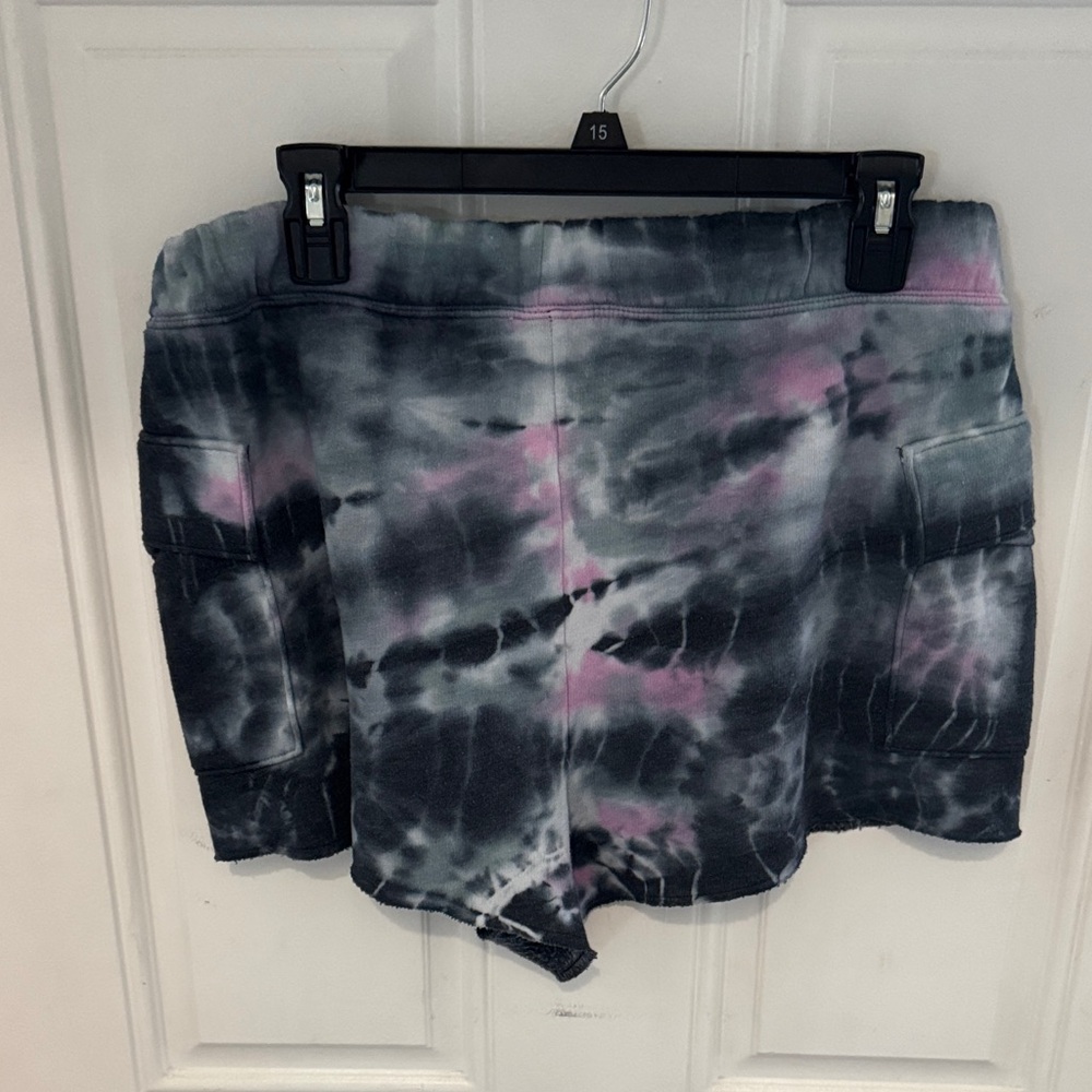 PINK Victoria's Secret Black and Pink Tie-Dye Athletic Shorts - Picture 2 of 2